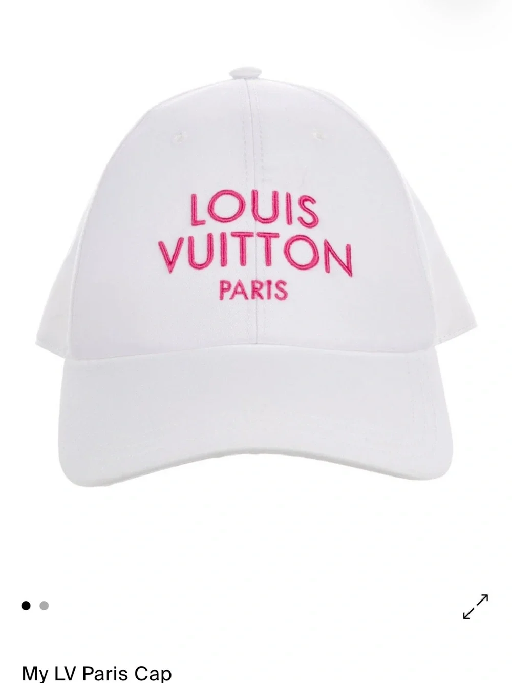 Louis Vuitton White Baseball Cap with Pink Logo
